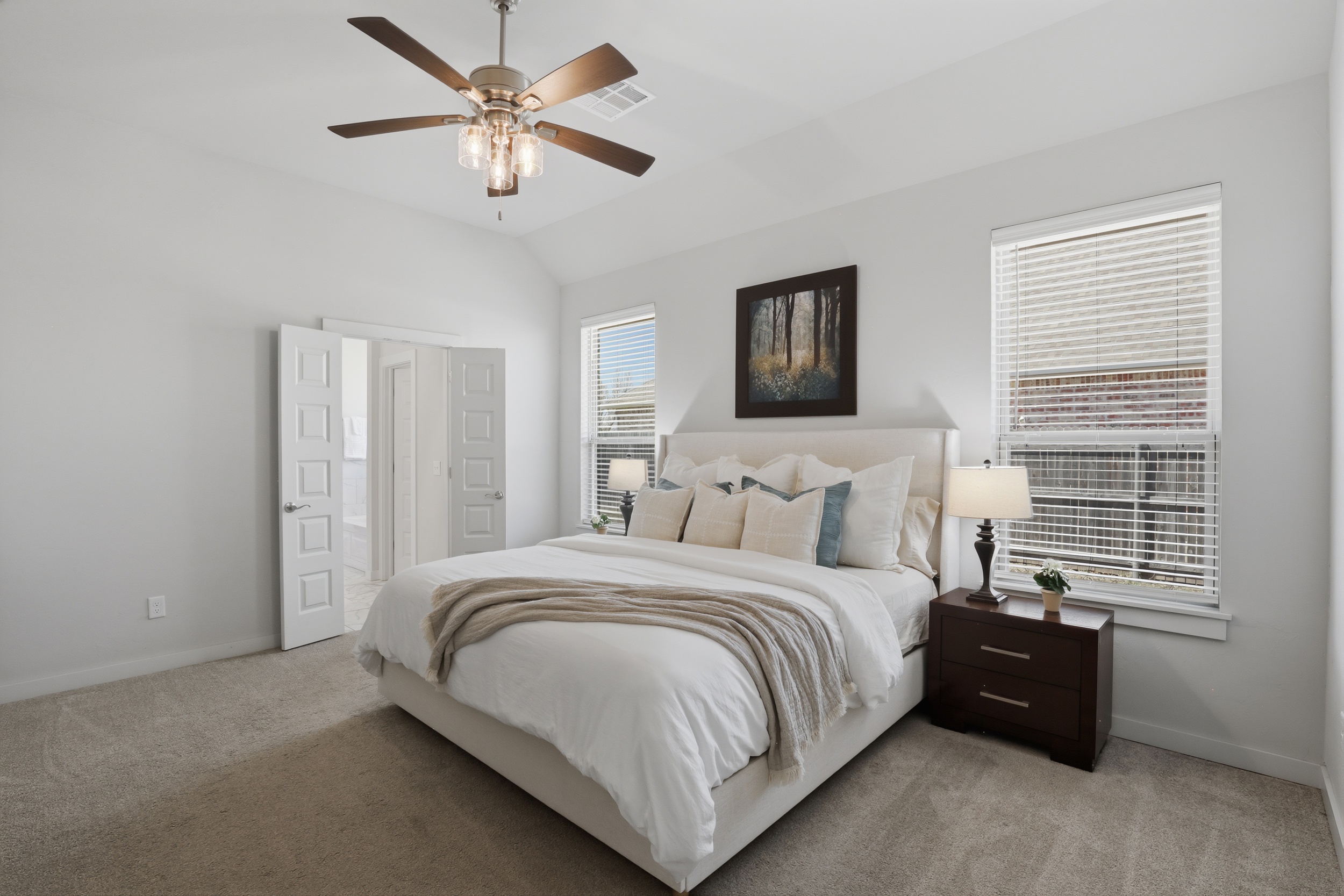 Staged primary bedroom